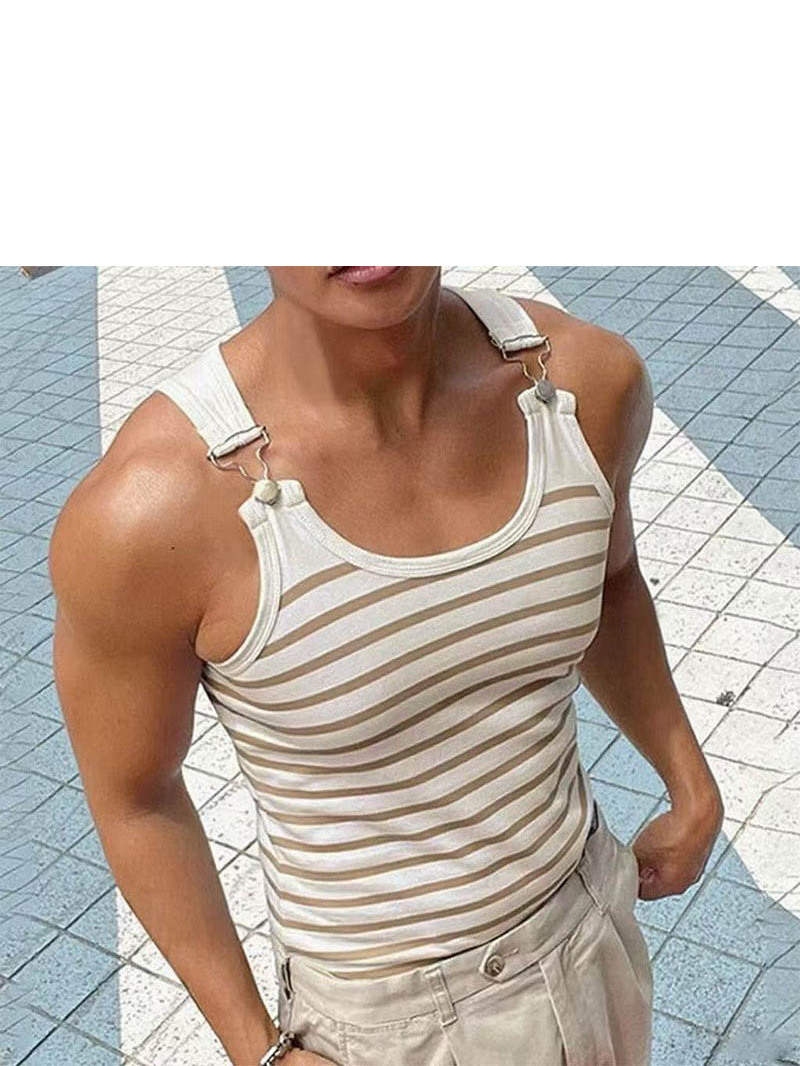 Men'S Fashion Online - قميص بدون أكمام ضيق للرجال بأزرار