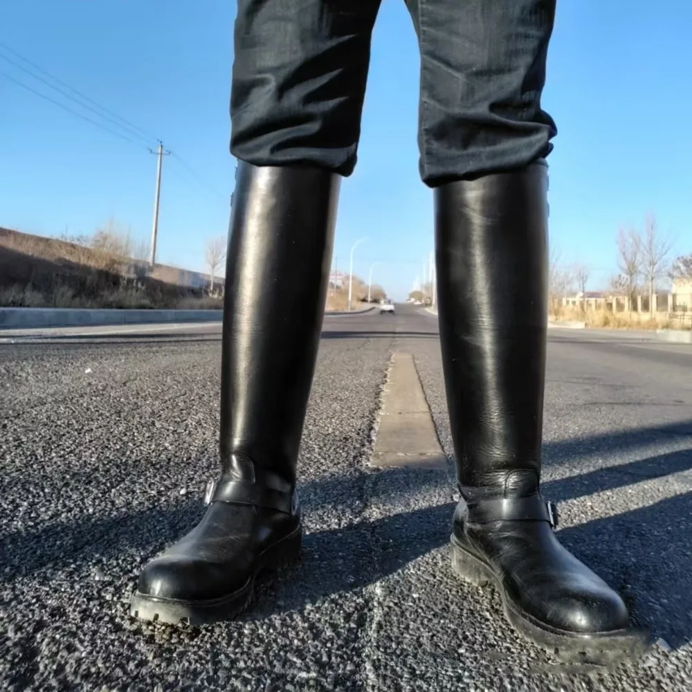 Chelsea Boots Men - أزياء الرجال جلد طبيعي البريطانية طويلة