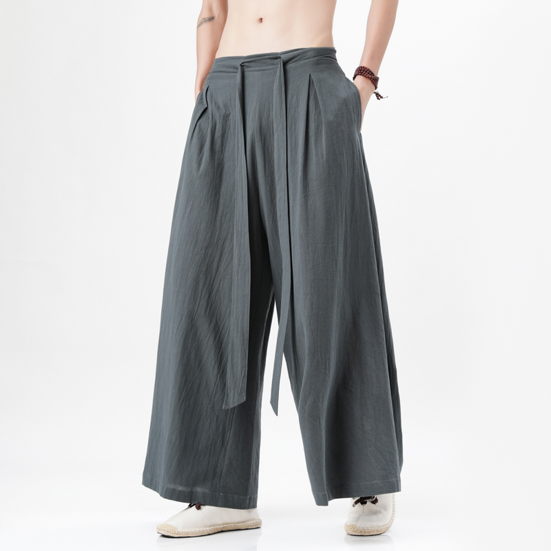Chino Pants Men - 2023 النمط الصيني Harajuku الكتان القطن
