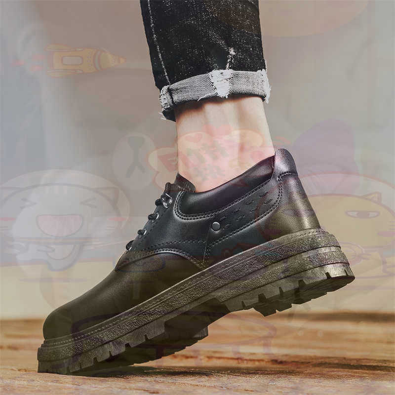 Men'S Fashion All Black Outfit - أحذية رياضية رجالية من الجلد الطبيعي