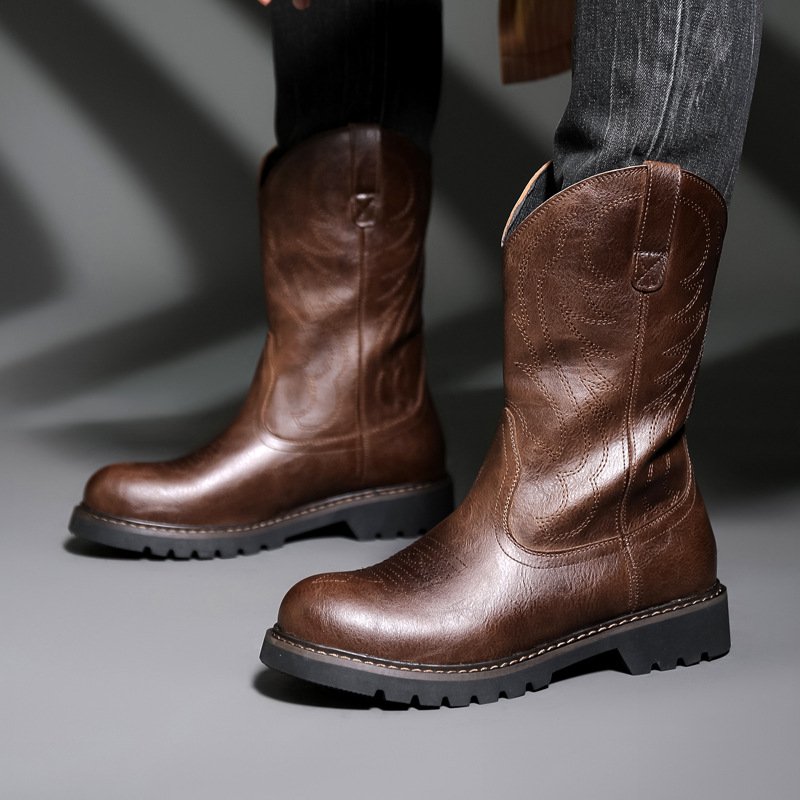 Mens Fashion Vintage - موضة رجالي أحذية رعاة البقر جديد
