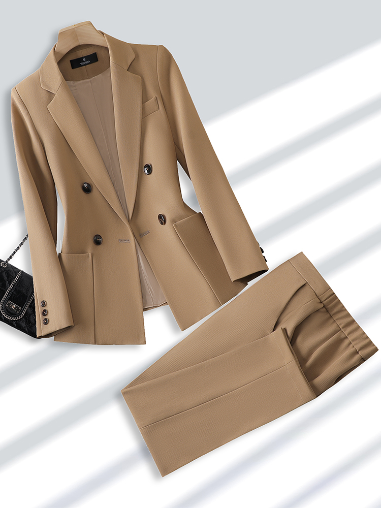 Men'S Fashion Khaki Pants - بليزر وبنطال يناسب المرأة ، بدلة
