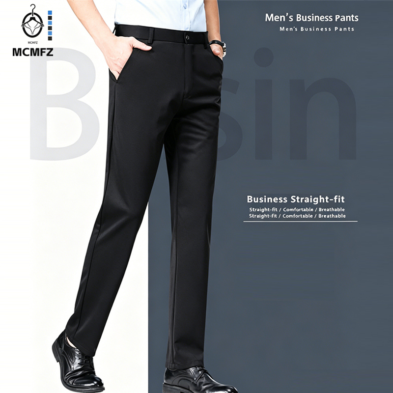Formal Trouser Stretch - بنطلون رجالي فضفاض مستقيم الساق قابل