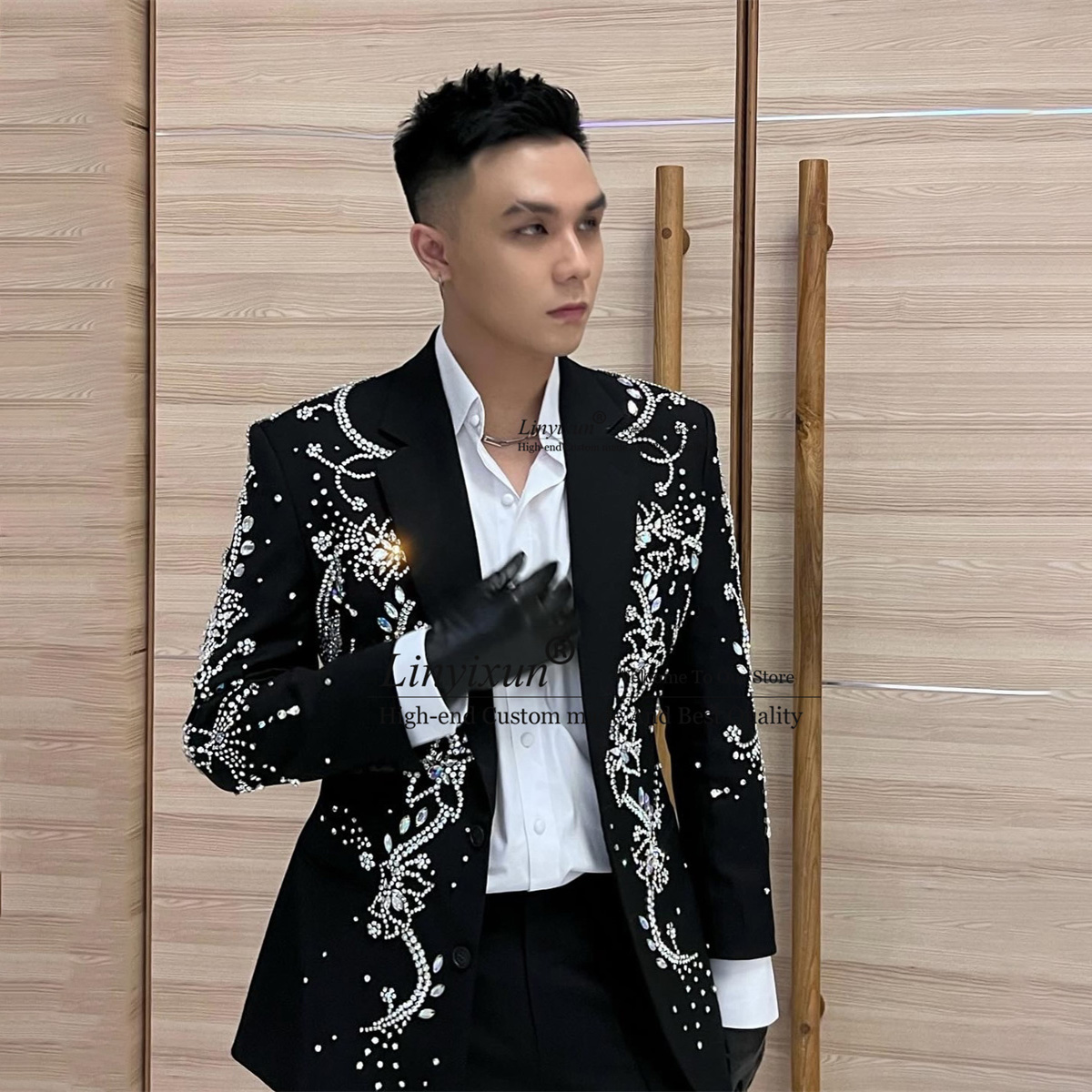 بدلة رجالية معدنية مرصعة بالما - مراجعة Mens Fashion Trajes وسعره