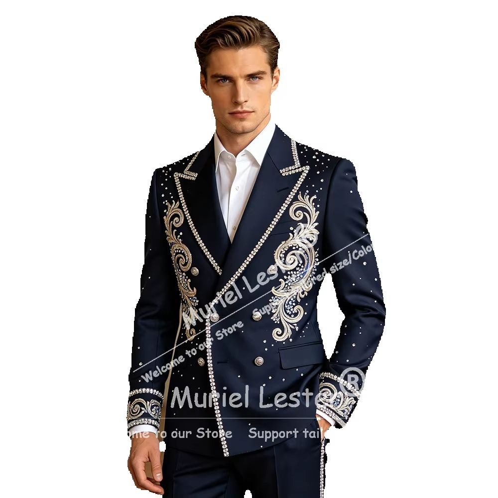 بدلات رجالية أنيقة مزينة بالخر - مراجعة Mens Fashion Trajes وسعره