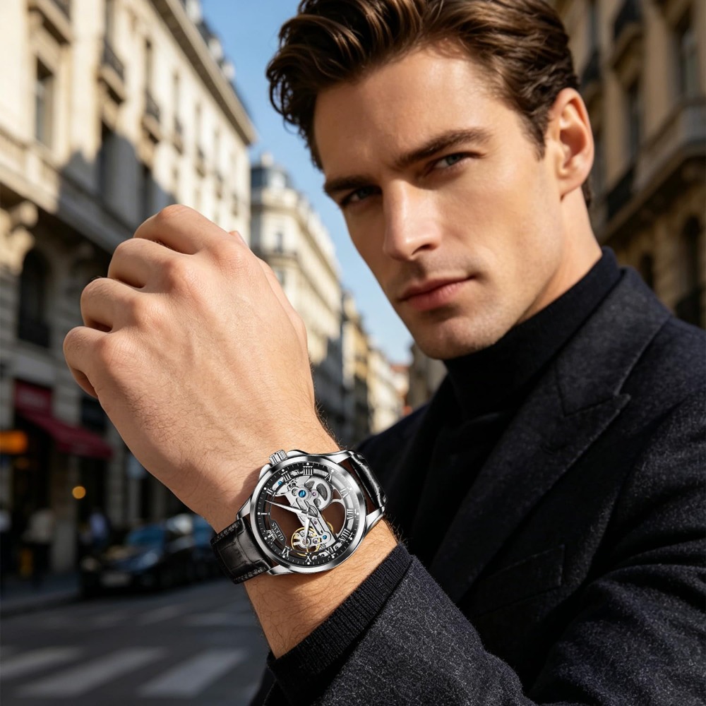 ساعة هيكل عظمي أوتوماتيكية للر - مراجعة Mens Fashion Style Images وسعره