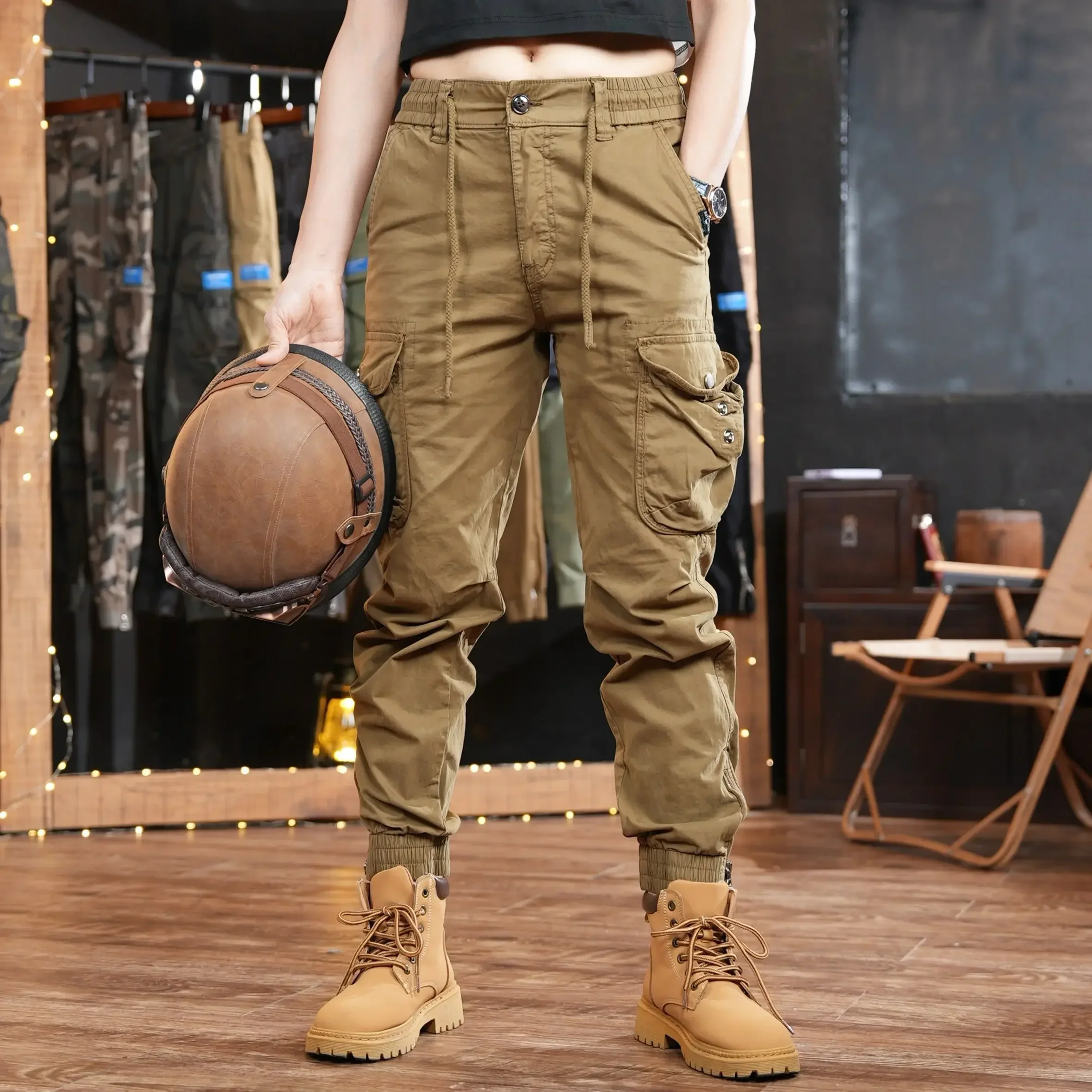 بنطال كارجو متعدد الجيوب للرجا - مراجعة Men'S Fashion Khaki Pants وسعره