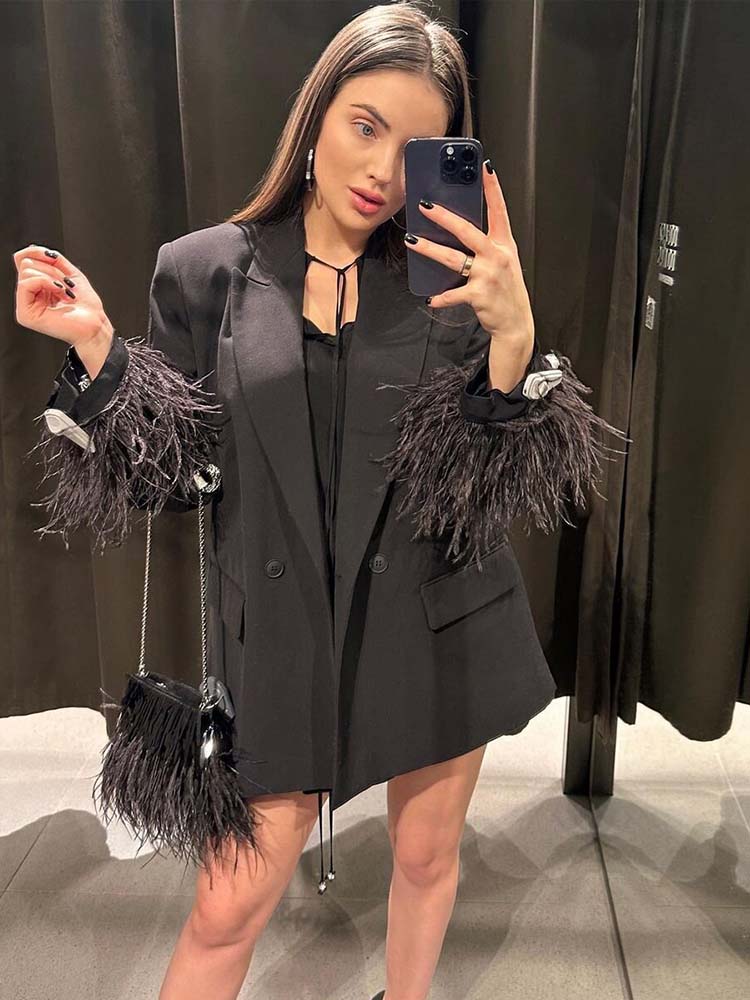 سترة أنيقة سوداء مع ريش، جاكيت - مراجعة Men'S Fashion All Black Outfit وسعره